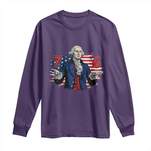 Funny George Washington 67 Long Sleeve Shirt Six Seven Meme Gen Alpha Slang TS11 Purple Print Your Wear