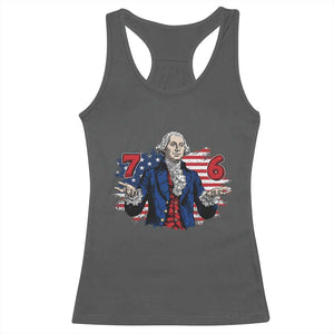 Funny George Washington 67 Racerback Tank Top Six Seven Meme Gen Alpha Slang TS11 Dark Heather Print Your Wear