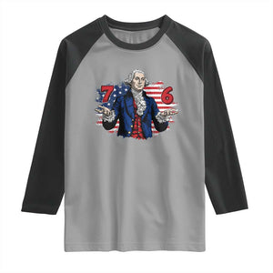 Funny George Washington 67 Raglan Shirt Six Seven Meme Gen Alpha Slang TS11 Sport Gray Black Print Your Wear