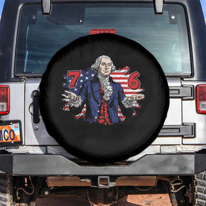 Funny George Washington 67 Spare Tire Cover Six Seven Meme Gen Alpha Slang TS11 No hole Black Print Your Wear