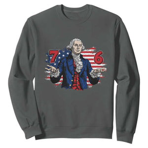 Funny George Washington 67 Sweatshirt Six Seven Meme Gen Alpha Slang TS11 Dark Heather Print Your Wear