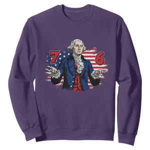 Funny George Washington 67 Sweatshirt Six Seven Meme Gen Alpha Slang TS11 Purple Print Your Wear