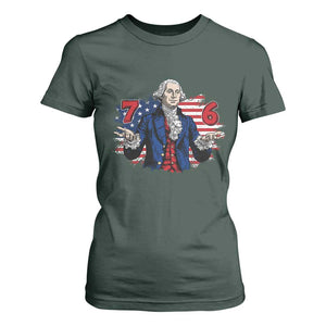 Funny George Washington 67 T Shirt For Women Six Seven Meme Gen Alpha Slang TS11 Dark Forest Green Print Your Wear