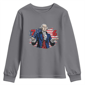 Funny George Washington 67 Youth Sweatshirt Six Seven Meme Gen Alpha Slang TS11 Charcoal Print Your Wear