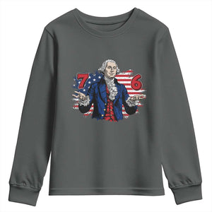 Funny George Washington 67 Youth Sweatshirt Six Seven Meme Gen Alpha Slang TS11 Dark Heather Print Your Wear