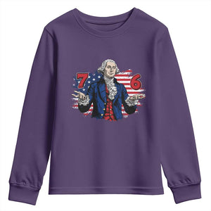 Funny George Washington 67 Youth Sweatshirt Six Seven Meme Gen Alpha Slang TS11 Purple Print Your Wear