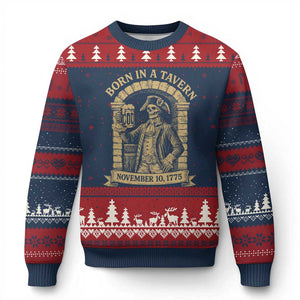 Funny Born In A Tavern Ugly Christmas Sweater 250th Birthday Military TS11 Navy Red Print Your Wear