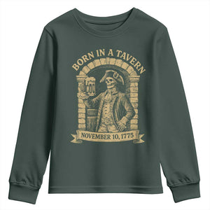 Funny Born In A Tavern Youth Sweatshirt 250th Birthday Military TS11 Dark Forest Green Print Your Wear