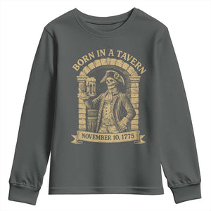 Funny Born In A Tavern Youth Sweatshirt 250th Birthday Military TS11 Dark Heather Print Your Wear