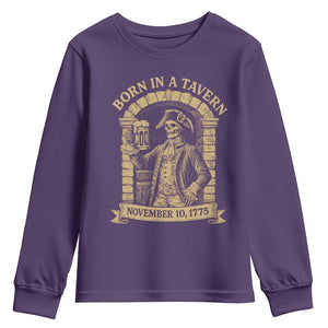 Funny Born In A Tavern Youth Sweatshirt 250th Birthday Military TS11 Purple Print Your Wear