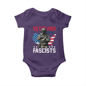 Veterans Against Fascists Baby Onesie Patriotic Soldier Vintage American Flag TS11 Purple Print Your Wear