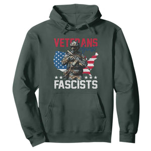Veterans Against Fascists Hoodie Patriotic Soldier Vintage American Flag TS11 Dark Forest Green Print Your Wear