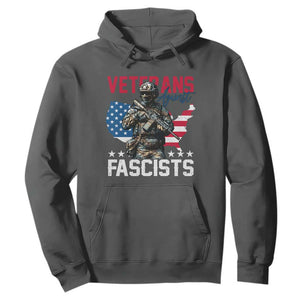 Veterans Against Fascists Hoodie Patriotic Soldier Vintage American Flag TS11 Dark Heather Print Your Wear