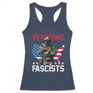 Veterans Against Fascists Racerback Tank Top Patriotic Soldier Vintage American Flag TS11 Navy Print Your Wear