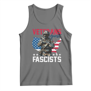 Veterans Against Fascists Tank Top Patriotic Soldier Vintage American Flag TS11 Black Heather Print Your Wear