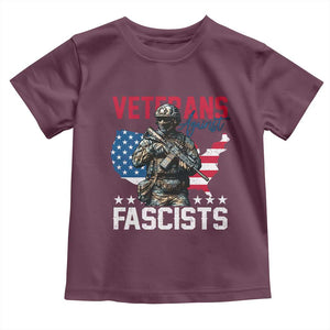Veterans Against Fascists Toddler T Shirt Patriotic Soldier Vintage American Flag TS11 Maroon Print Your Wear
