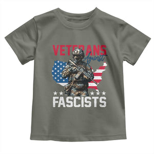 Veterans Against Fascists Toddler T Shirt Patriotic Soldier Vintage American Flag TS11 Military Green Print Your Wear