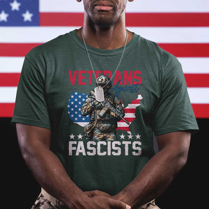 Veterans Against Fascists T Shirt Patriotic Soldier Vintage American Flag TS11 Dark Forest Green Print Your Wear