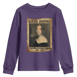 Sarah Josepha Hale Youth Sweatshirt Mother Of Thanksgiving TS11 Purple Print Your Wear