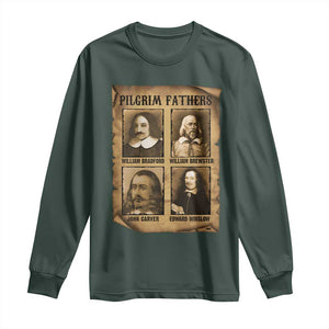 Thanksgiving Pilgrim Fathers Long Sleeve Shirt Plymouth Colony Massachusetts History TS11 Dark Forest Green Print Your Wear