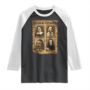 Thanksgiving Pilgrim Fathers Raglan Shirt Plymouth Colony Massachusetts History TS11 Black White Print Your Wear