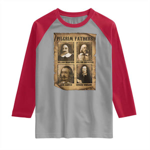 Thanksgiving Pilgrim Fathers Raglan Shirt Plymouth Colony Massachusetts History TS11 Sport Gray Red Print Your Wear