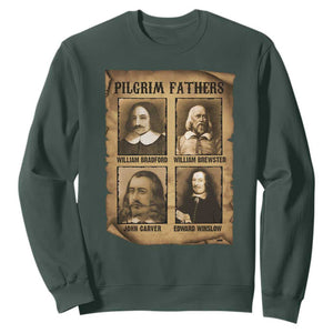 Thanksgiving Pilgrim Fathers Sweatshirt Plymouth Colony Massachusetts History TS11 Dark Forest Green Print Your Wear
