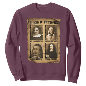 Thanksgiving Pilgrim Fathers Sweatshirt Plymouth Colony Massachusetts History TS11 Maroon Print Your Wear
