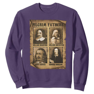 Thanksgiving Pilgrim Fathers Sweatshirt Plymouth Colony Massachusetts History TS11 Purple Print Your Wear