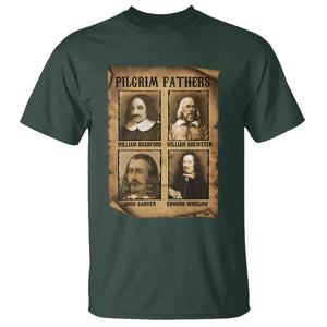 Thanksgiving Pilgrim Fathers T Shirt Plymouth Colony Massachusetts History TS11 Dark Forest Green Print Your Wear