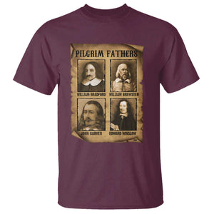 Thanksgiving Pilgrim Fathers T Shirt Plymouth Colony Massachusetts History TS11 Maroon Print Your Wear