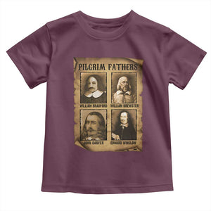Thanksgiving Pilgrim Fathers Toddler T Shirt Plymouth Colony Massachusetts History TS11 Maroon Print Your Wear