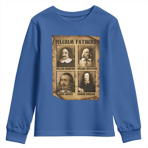 Thanksgiving Pilgrim Fathers Youth Sweatshirt Plymouth Colony Massachusetts History TS11 Royal Blue Print Your Wear