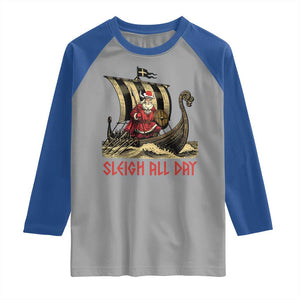 Funny Christmas Santa Viking Raglan Shirt Sleigh All Day Xmas Pagan Norse Longship TS11 Sport Gray Royal Print Your Wear