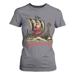 Funny Christmas Santa Viking T Shirt For Women Sleigh All Day Xmas Pagan Norse Longship TS11 Charcoal Print Your Wear
