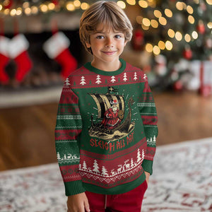 Funny Christmas Santa Viking Ugly Christmas Sweater Sleigh All Day Xmas Pagan Norse Longship TS11 Christmas Print Your Wear
