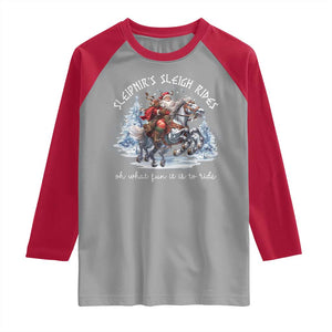 Funny Christmas Santa Viking Raglan Shirt Sleipnir's Sleigh Rides Oh What Fun It Is To Ride TS11 Sport Gray Red Print Your Wear