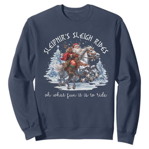 Funny Christmas Santa Viking Sweatshirt Sleipnir's Sleigh Rides Oh What Fun It Is To Ride TS11 Navy Print Your Wear