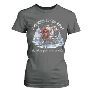 Funny Christmas Santa Viking T Shirt For Women Sleipnir's Sleigh Rides Oh What Fun It Is To Ride TS11 Dark Heather Print Your Wear
