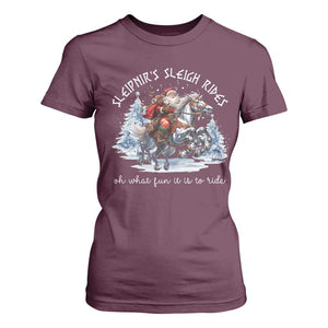 Funny Christmas Santa Viking T Shirt For Women Sleipnir's Sleigh Rides Oh What Fun It Is To Ride TS11 Maroon Print Your Wear