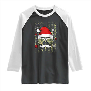 Funny Christmas Veteran Raglan Shirt Santa Hat Camo American Flag TS11 Black White Print Your Wear