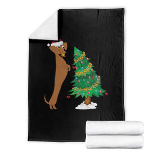 Funny Christmas Wiener Dog Throw Blanket Decorations Xmas Tree TS11 Black Print Your Wear