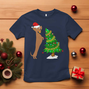 Funny Christmas Wiener Dog T Shirt Decorations Xmas Tree TS11 Navy Print Your Wear