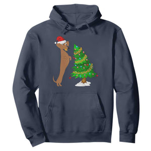 Funny Christmas Wiener Dog Hoodie Decorations Xmas Tree TS11 Navy Print Your Wear