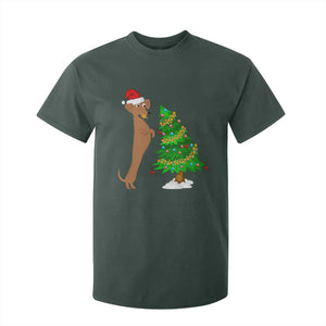 Funny Christmas Wiener Dog T Shirt For Kid Decorations Xmas Tree TS11 Dark Forest Green Print Your Wear