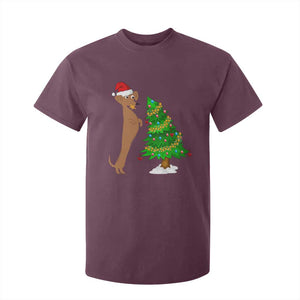 Funny Christmas Wiener Dog T Shirt For Kid Decorations Xmas Tree TS11 Maroon Print Your Wear