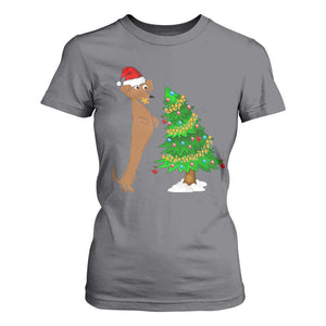 Funny Christmas Wiener Dog T Shirt For Women Decorations Xmas Tree TS11 Charcoal Print Your Wear