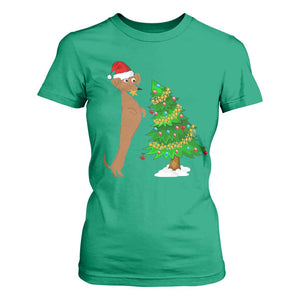 Funny Christmas Wiener Dog T Shirt For Women Decorations Xmas Tree TS11 Irish Green Print Your Wear