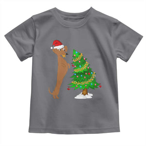 Funny Christmas Wiener Dog Toddler T Shirt Decorations Xmas Tree TS11 Charcoal Print Your Wear