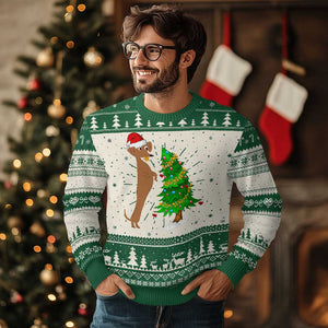 Funny Xmas Wiener Dog Ugly Christmas Sweater Decorations Xmas Tree TS11 Green Print Your Wear